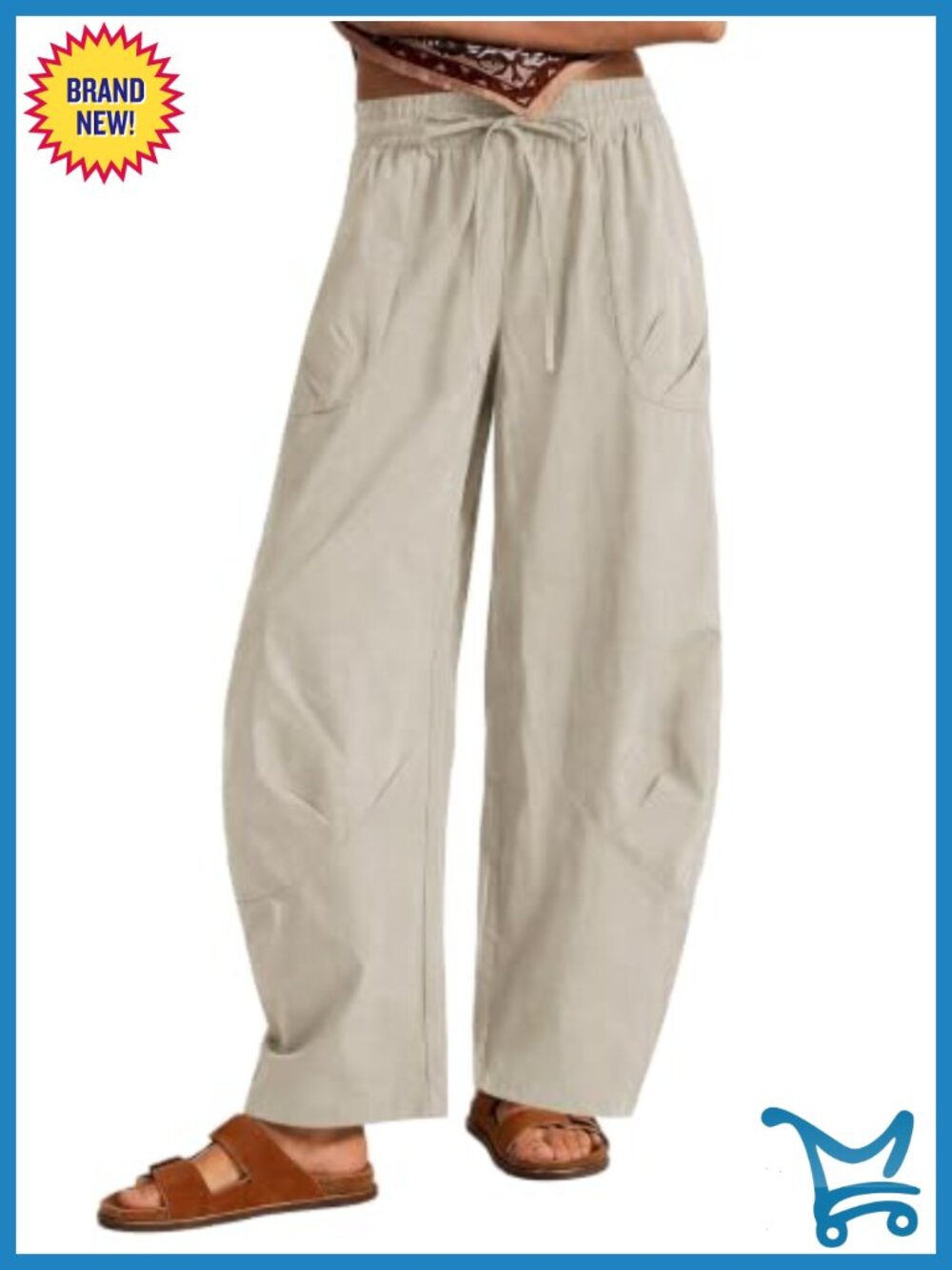 Women's Wide Leg Hiking Cargo Pants Drawstring